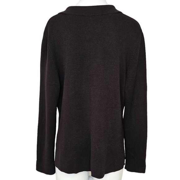 Eileen Fisher Womens Silk Cotton Button Front Cardigan Collared Top Size Small - Picture 2 of 8